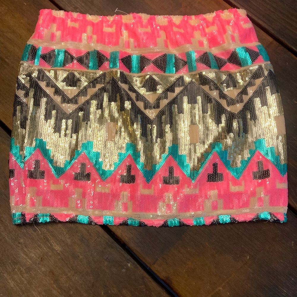 Forever 21 Pink and Gold Sequin Skirt
